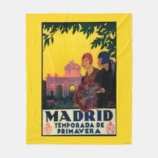 Madrid in het Springtime-Poster voor reispromotie Fleece Deken (Voorkant)