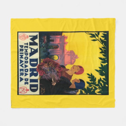 Madrid in het Springtime-Poster voor reispromotie Fleece Deken (Voorkant (Horizontaal))