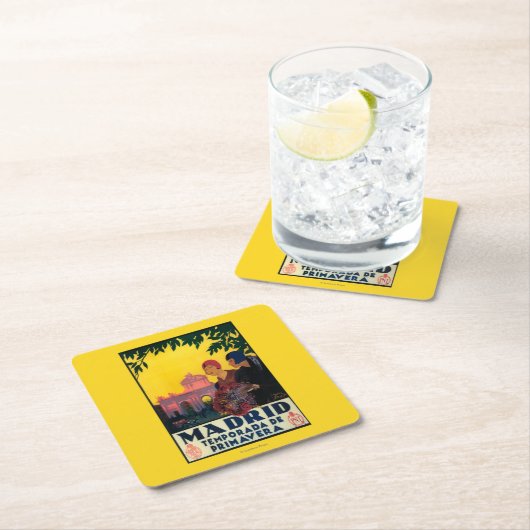 Madrid in het Springtime-Poster voor reispromotie Kartonnen Onderzetters (Insitu)
