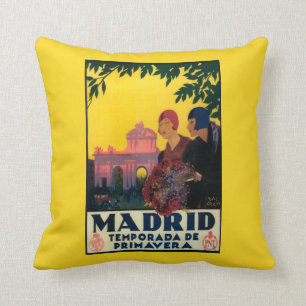 Madrid in het Springtime-Poster voor reispromotie Kussen