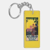 Madrid in het Springtime-Poster voor reispromotie Sleutelhanger (Voorkant Links)
