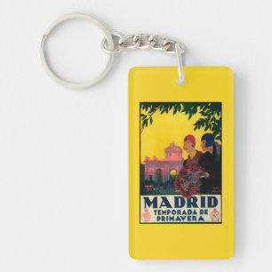 Madrid in het Springtime-Poster voor reispromotie Sleutelhanger