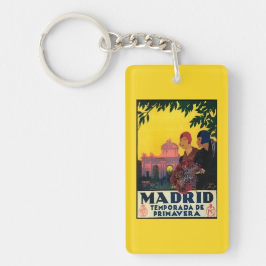 Madrid in het Springtime-Poster voor reispromotie Sleutelhanger (Voorkant)