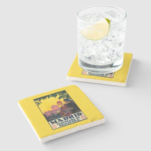 Madrid in het Springtime-Poster voor reispromotie Stenen Onderzetter (Zijkant)