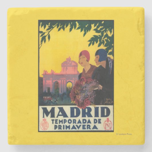 Madrid in het Springtime-Poster voor reispromotie Stenen Onderzetter (Voorkant)