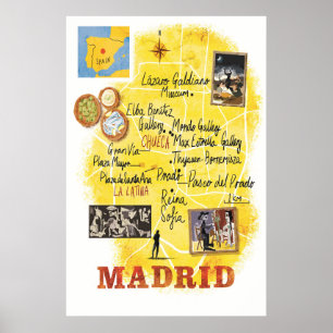Madrid, Kaart, Reisposter Poster