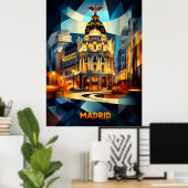 Madrid kubistische elegantie, moderne geometrische poster (Thuiskantoor)