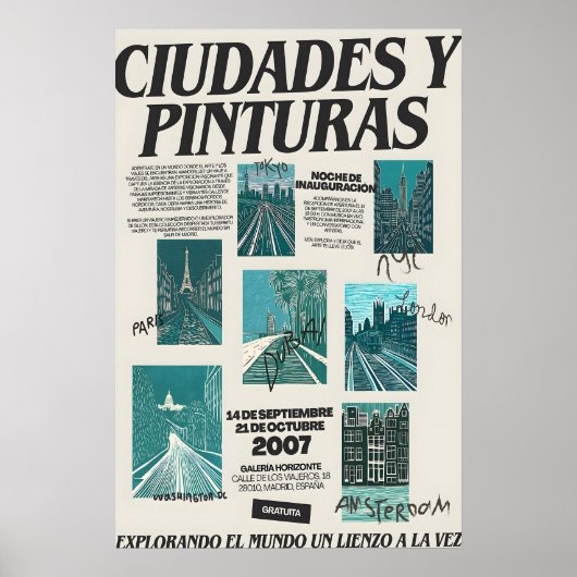 Madrid Kunsttentoonstelling Poster Spaanse Stadsge (Voorkant)