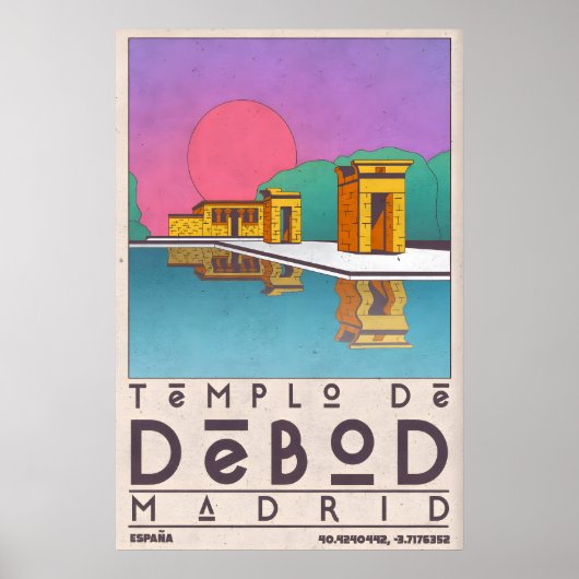 Madrid Landmark Kunstprint Templo De Debod Poster (Voorkant)
