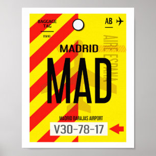 Madrid Luchthaven Bagageposter Poster