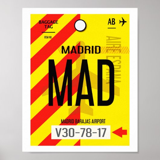 Madrid Luchthaven Bagageposter Poster (Voorkant)