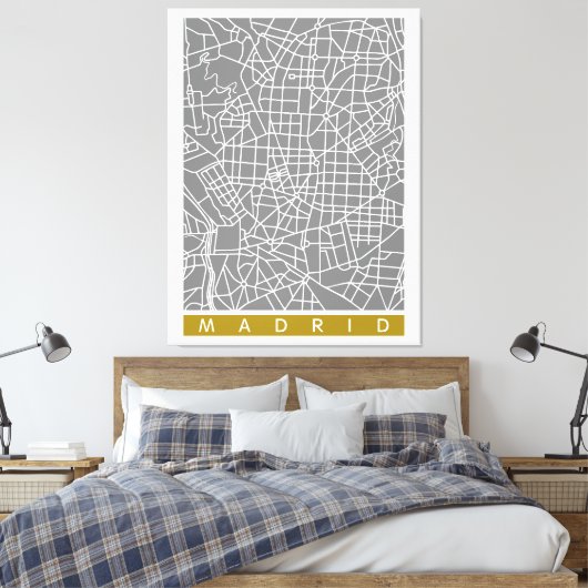 Madrid map canvas afdruk (Insitu (Slaapkamer))