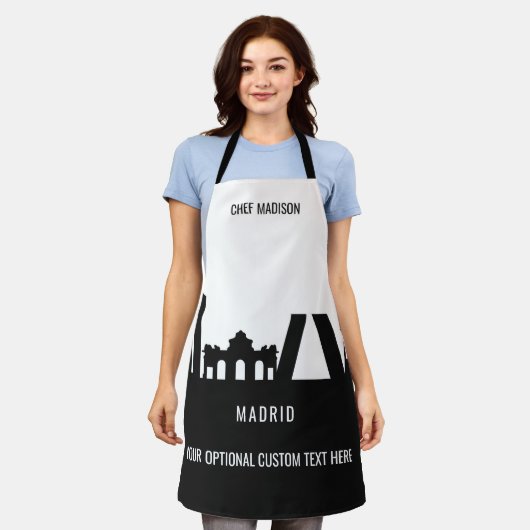 Madrid mijlpalen aangepaste naam & tekst schort (Gedragen)