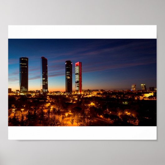 Madrid Night Skyline Poster (Voorkant)