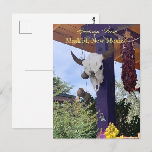 Madrid NM Bull Skull Red Chili Ristra Briefkaart (Voorkant / Achterkant)