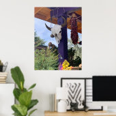 Madrid NM Bull Skull Red Chili Ristra Poster (Thuiskantoor)