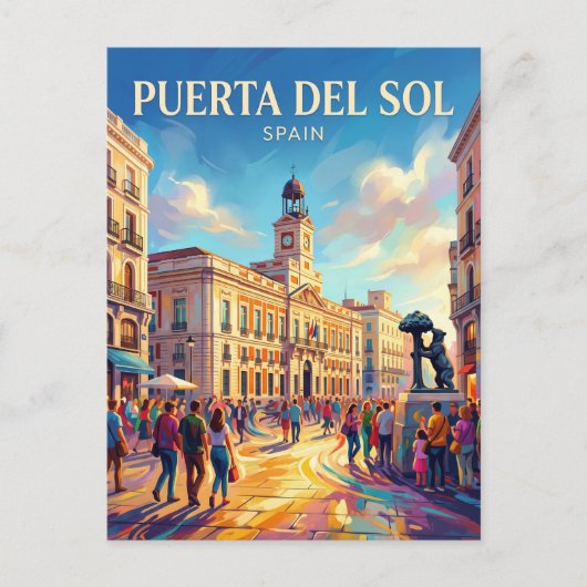 Madrid - Puerta del Sol Spanje Briefkaart (Voorkant)
