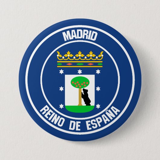 Madrid Round Emblem Ronde Button 7,6 Cm (Voorkant)