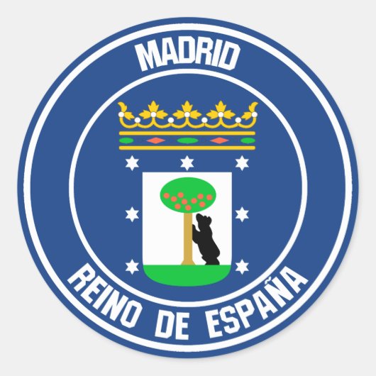 Madrid Round Emblem Ronde Sticker (Voorkant)