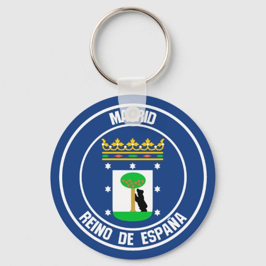 Madrid Round Emblem Sleutelhanger (Voorkant)