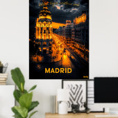 Madrid Silhouet - Houtskool Monochrome Kunst - Ste Poster (Thuiskantoor)
