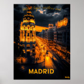 Madrid Silhouet - Houtskool Monochrome Kunst - Ste Poster (Voorkant)
