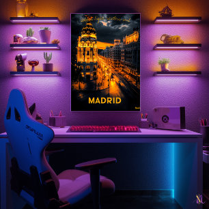 Madrid Silhouet - Houtskool Monochrome Kunst - Ste Poster