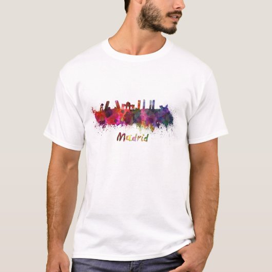 Madrid skyline in watercolor t-shirt (Voorkant)
