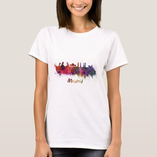Madrid skyline in watercolor t-shirt (Voorkant)