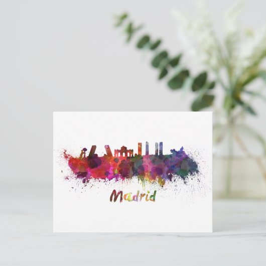 Madrid skyline in waterverf briefkaart (Staand voorkant)