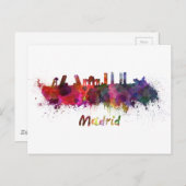 Madrid skyline in waterverf briefkaart (Voorkant / Achterkant)