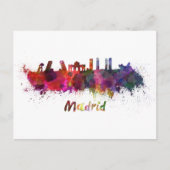 Madrid skyline in waterverf briefkaart (Voorkant)