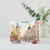 Madrid Spain City View Watercolor Painting Briefkaart (Staand voorkant)