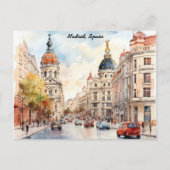 Madrid Spain City View Watercolor Painting Briefkaart (Voorkant)