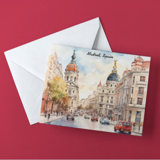Madrid Spain City View Watercolor Painting Briefkaart