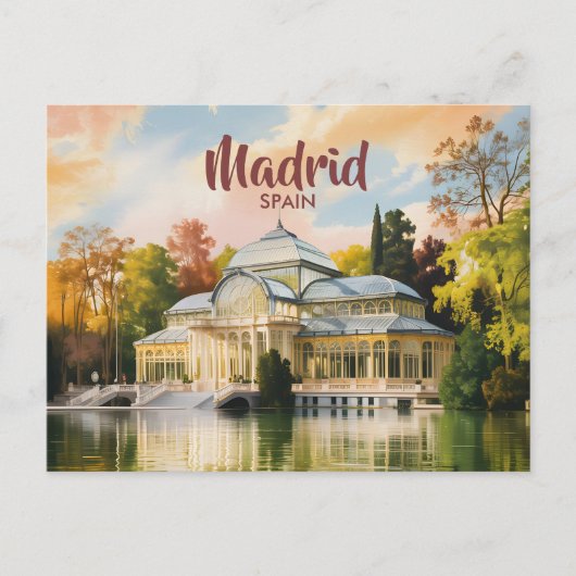 Madrid Spain Palacio de Cristal Watercolor Travel Briefkaart (Voorkant)