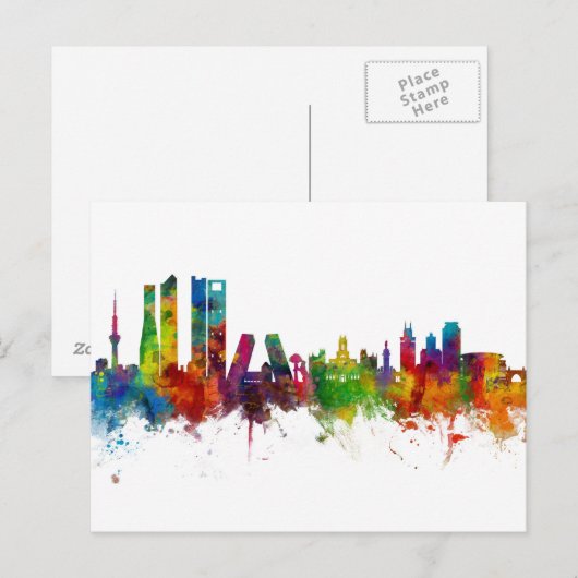 Madrid Spain Skyline Briefkaart (Voorkant / Achterkant)
