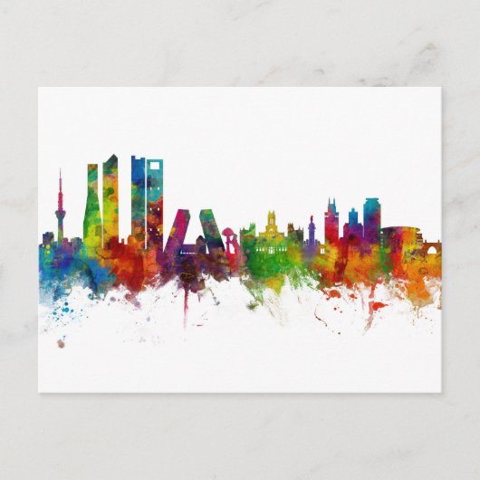 Madrid Spain Skyline Briefkaart (Voorkant)