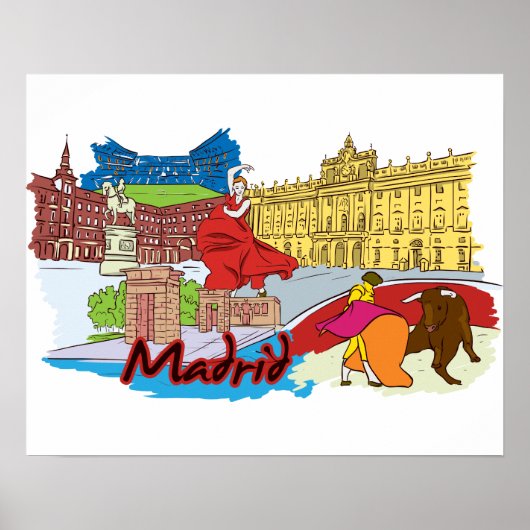 Madrid Spain Travel Poster (Voorkant)