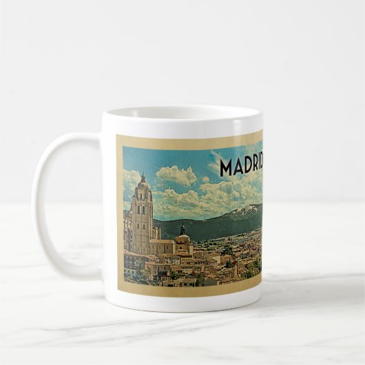 Madrid Spain Vintage Travel Koffiemok (Links)
