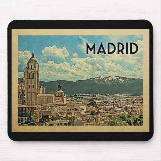 Madrid Spain Vintage Travel Muismat (Voorkant)