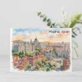 Madrid Spanje Architectuur Aquarel Schilderij Kaart (Staand voorkant)