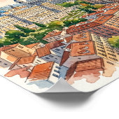 Madrid Spanje Architectuur Aquarel Schilderij Poster (Hoek)