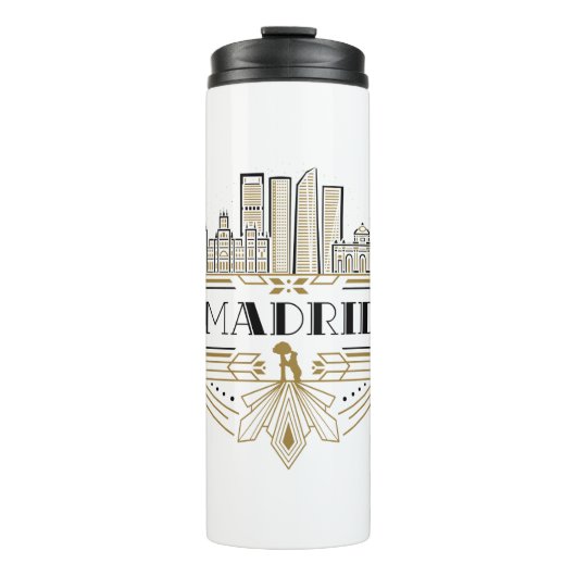 Madrid Spanje Art Deco Souvenir Aesthethetic Thermosbeker (Voorkant)