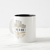 Madrid Spanje Art Deco Souvenir Aesthethetic Tweekleurige Koffiemok (Voorkant links)