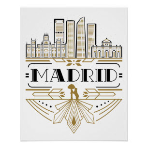 Madrid Spanje Art Deco Souvenir Esthetisch Perfect Poster
