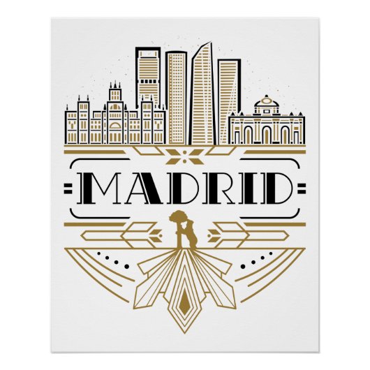 Madrid Spanje Art Deco Souvenir Esthetisch Perfect Poster (Voorkant)