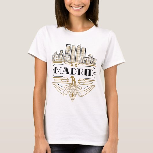 Madrid Spanje Art Deco Souvenir Esthetisch T-shirt (Voorkant)