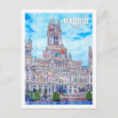 Madrid Spanje Beroemde Reisplaats Waterverf Briefkaart (Voorkant)