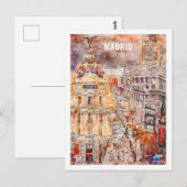 Madrid Spanje Beroemde Reisplaats Waterverf Schets Briefkaart (Voorkant / Achterkant)